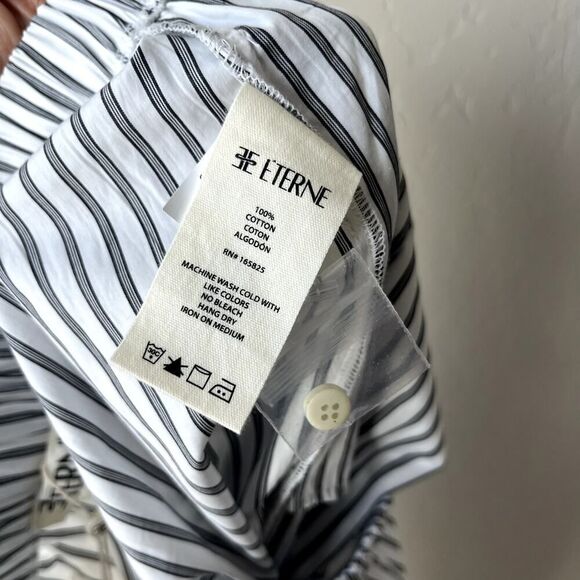 NEW Eterne Pants White Striped Cotton Poplin Wide Leg Pull-On Pants‎ Size M/L - Picture 9 of 10